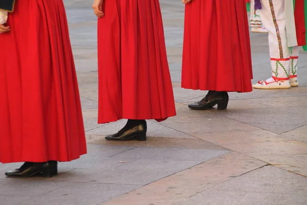 Dança Basca Tradicional Festival Folclórico — Fotografia de Stock