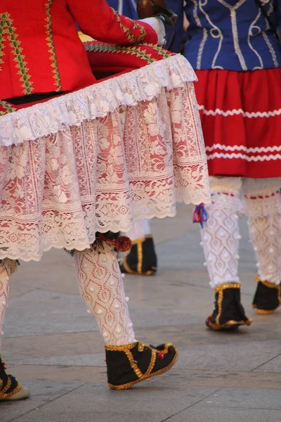 Baskický Lidový Tanec Pouličním Festivalu — Stock fotografie