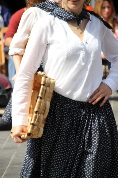 Danse Folklorique Basque Dans Festival Rue — Photo