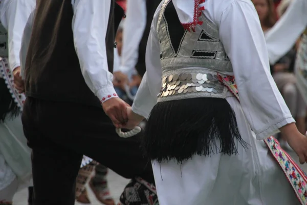 Serbian folk dance in a street festival