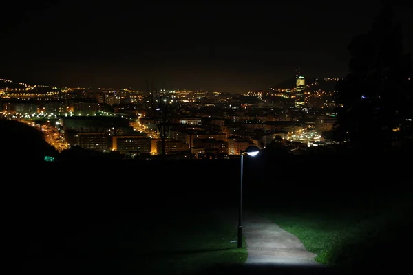 Panoráma Kilátás Bilbao Éjjel — Stock Fotó