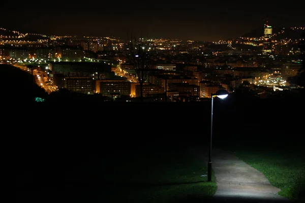 Panoráma Kilátás Bilbao Éjjel — Stock Fotó