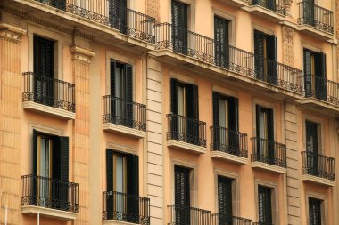 Barselona şehir merkezinde şehir manzarası