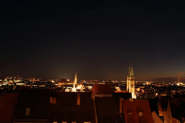 Widok Nocny Miasto Norymberga — Zdjęcie stockowe