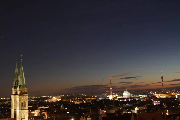 Vista Noturna Cidade Nuremberga — Fotografia de Stock