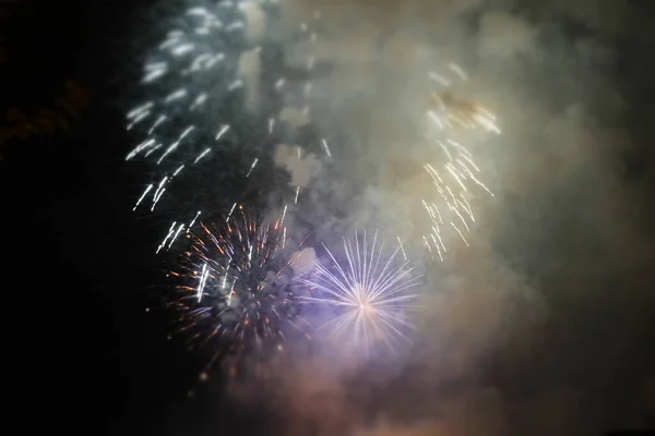 Exposición Fuegos Artificiales Por Noche — Foto de Stock