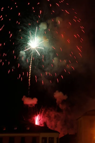 Exposición Fuegos Artificiales Por Noche — Foto de Stock