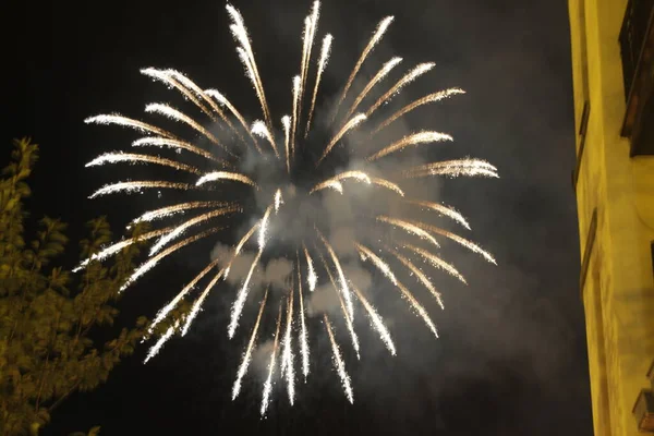 Spettacolo Fuochi Artificio Notte — Foto Stock