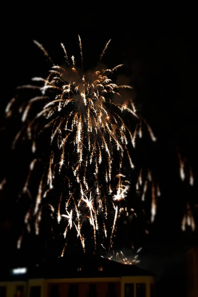 Exposición Fuegos Artificiales Por Noche — Foto de Stock