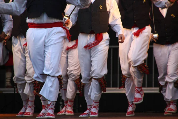 Dança Basca Tradicional Festival Folclórico — Fotografia de Stock