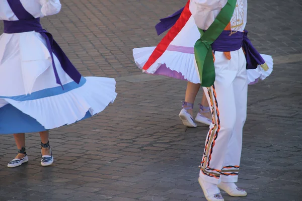 Dança Basca Tradicional Festival Folclórico — Fotografia de Stock