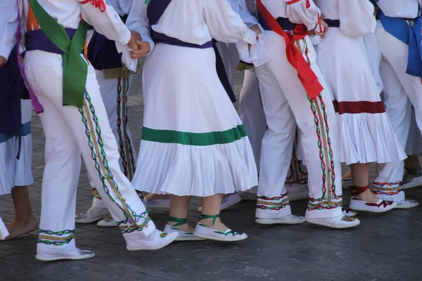 Dança Basca Tradicional Festival Folclórico — Fotografia de Stock