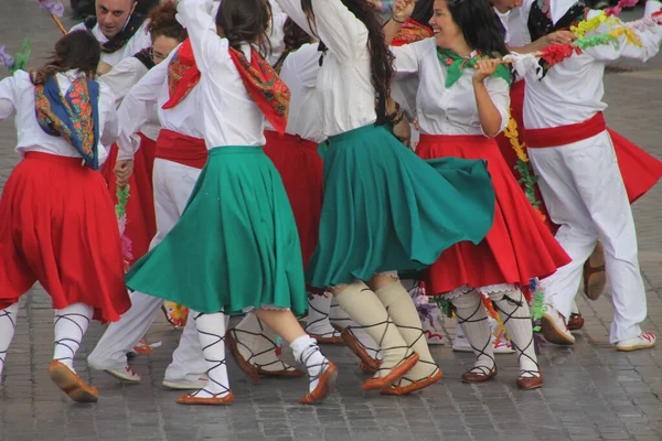 Traditionele Baskische Dans Een Volksfeest — Stockfoto