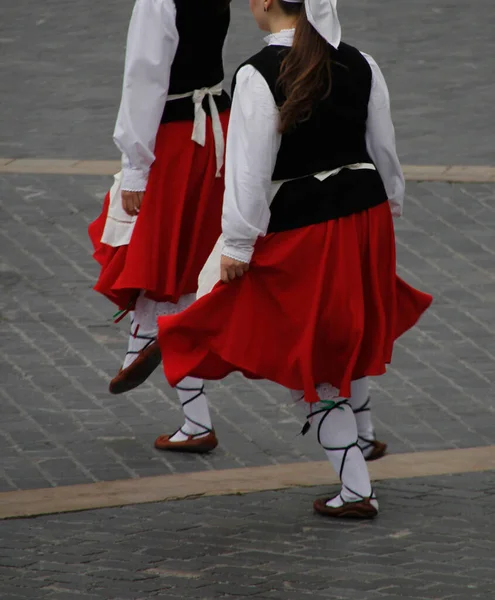 Traditionele Baskische Dans Een Straatfestival — Stockfoto