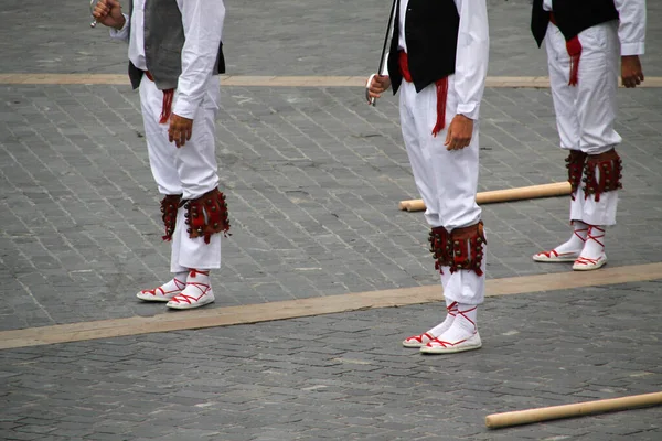 Traditionele Baskische Dans Een Straatfestival — Stockfoto