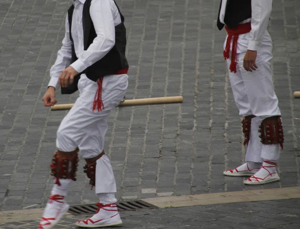 Geleneksel Bask Dansı Sokak Festivalinde — Stok fotoğraf