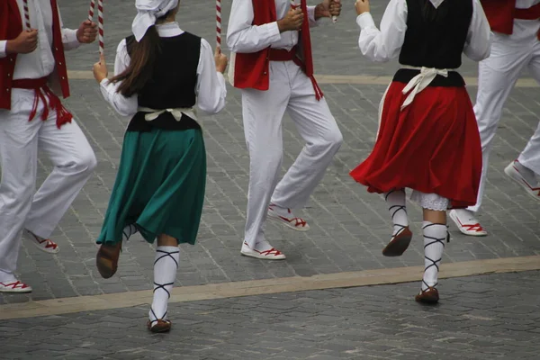 Tradiční Baskický Tanec Pouličním Festivalu — Stock fotografie