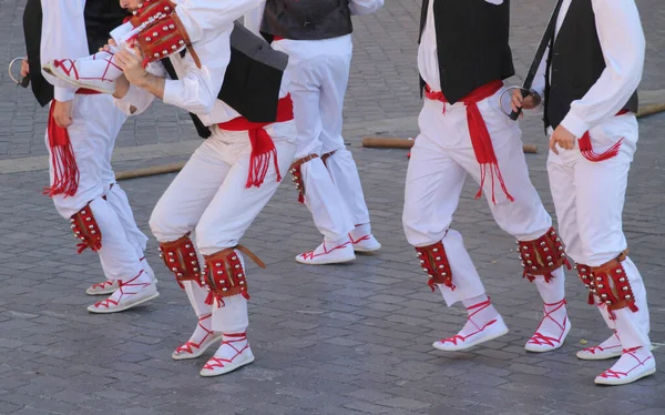 Traditionele Baskische Dans Een Straatfestival — Stockfoto