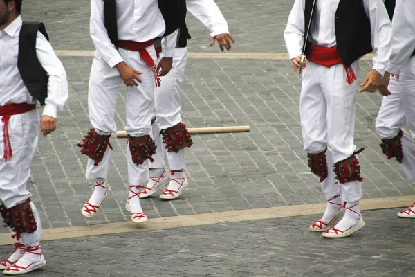 Dansul Tradițional Basc Într Festival Stradă — Fotografie, imagine de stoc