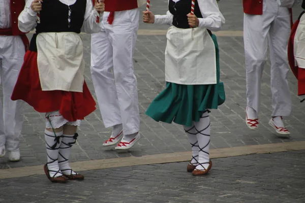 Tradycyjny Taniec Baskijski Festiwalu Ulicznym — Zdjęcie stockowe