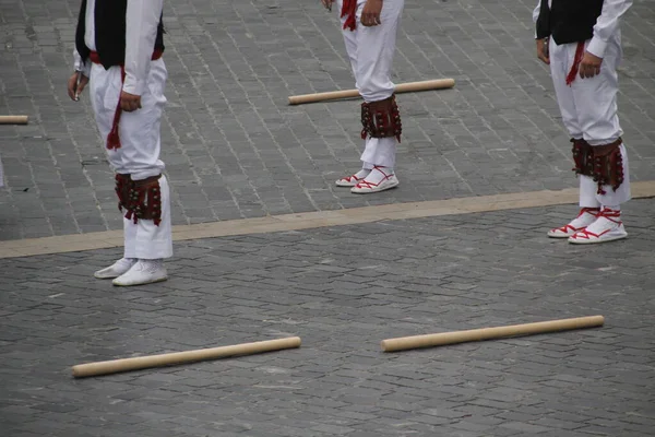 Traditionele Baskische Dans Een Straatfestival — Stockfoto