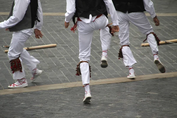 Traditionele Baskische Dans Een Straatfestival — Stockfoto