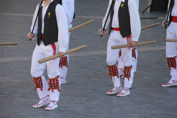 Traditionele Baskische Dans Een Straatfestival — Stockfoto