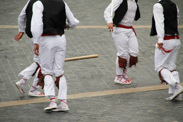 Tradiční Baskický Tanec Pouličním Festivalu — Stock fotografie