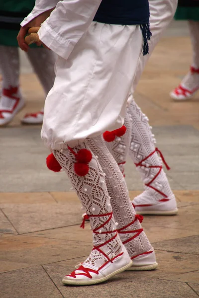 Danse Basque Traditionnelle Dans Festival Rue — Photo