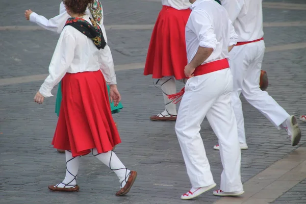 Danse Basque Traditionnelle Dans Festival Rue — Photo