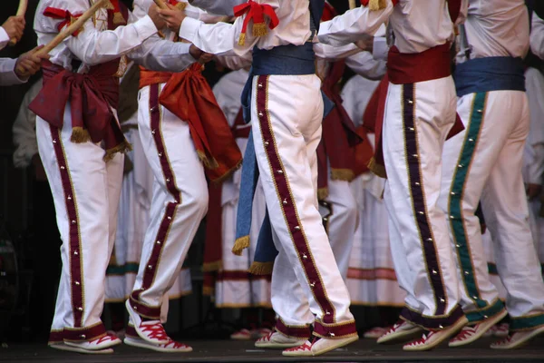 Danse Basque Traditionnelle Dans Festival Rue — Photo