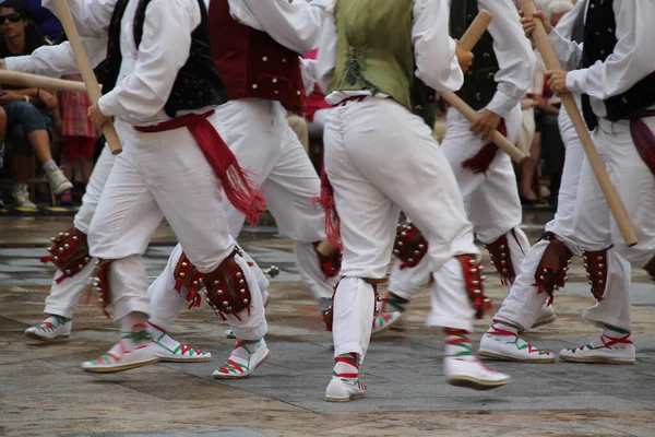 Traditional Basque dance in a street festival