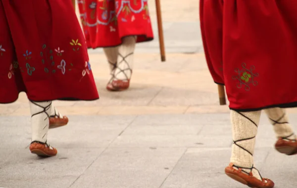 Traditionele Baskische Dans Een Straatfestival — Stockfoto