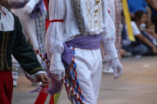 Traditionele Baskische Dans Een Straatfestival — Stockfoto