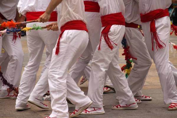 Dança Basca Tradicional Festival Folclórico — Fotografia de Stock