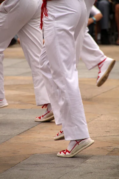 Danse Basque Traditionnelle Dans Festival Folklorique — Photo