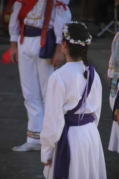 Danza Tradizionale Basca Una Festa Popolare — Foto Stock