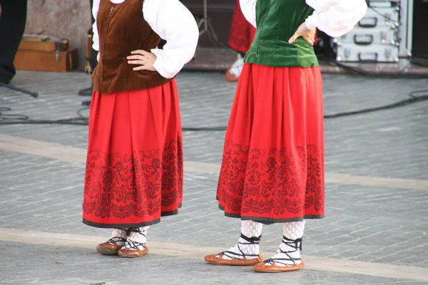 Dança Basca Tradicional Festival Folclórico — Fotografia de Stock