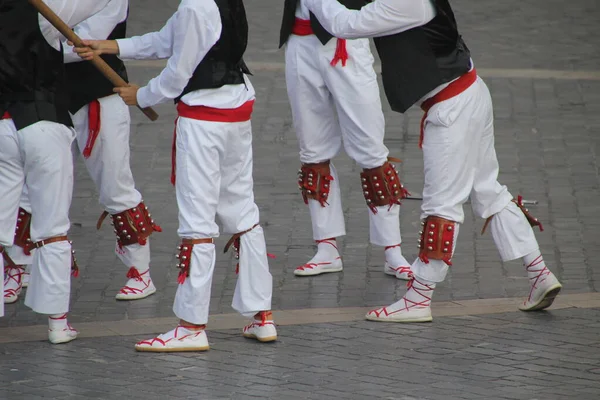 Dança Basca Tradicional Festival Folclórico — Fotografia de Stock