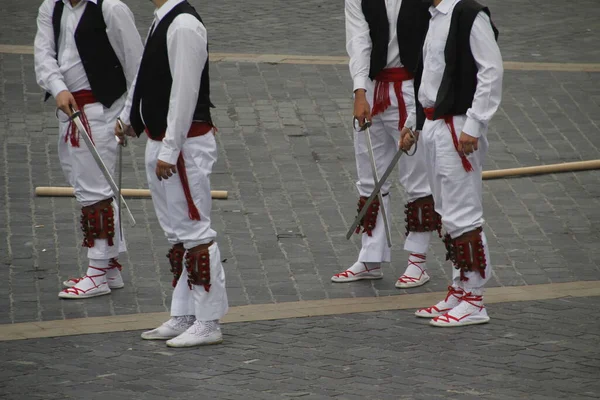 Dança Basca Tradicional Festival Folclórico — Fotografia de Stock