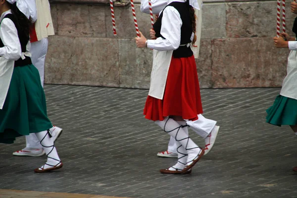 Παραδοσιακός Χορός Basque Ένα Λαϊκό Φεστιβάλ — Φωτογραφία Αρχείου