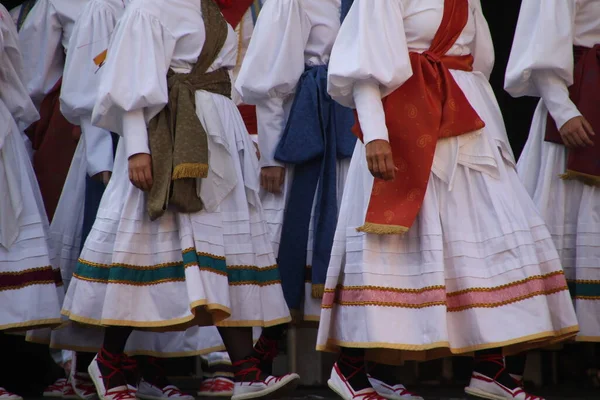 Παραδοσιακός Χορός Basque Ένα Λαϊκό Φεστιβάλ — Φωτογραφία Αρχείου