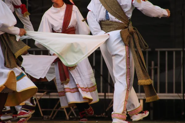 Dança Basca Tradicional Festival Folclórico — Fotografia de Stock