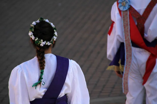 Παραδοσιακός Χορός Basque Ένα Λαϊκό Φεστιβάλ — Φωτογραφία Αρχείου