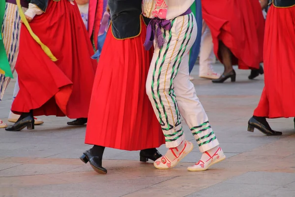 Dança Basca Tradicional Festival Folclórico — Fotografia de Stock