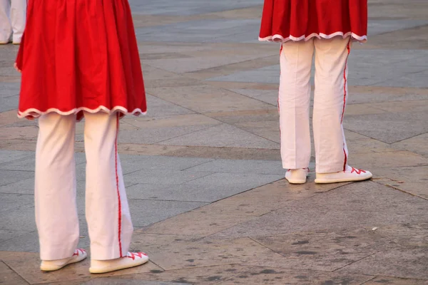 Dansul Tradițional Basc Într Festival Popular — Fotografie, imagine de stoc