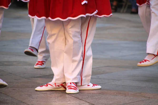 Dança Basca Tradicional Festival Folclórico — Fotografia de Stock