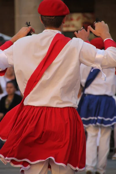 Dança Basca Tradicional Festival Folclórico — Fotografia de Stock