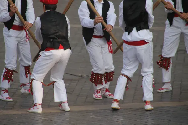 Danza Tradizionale Basca Una Festa Popolare — Foto Stock