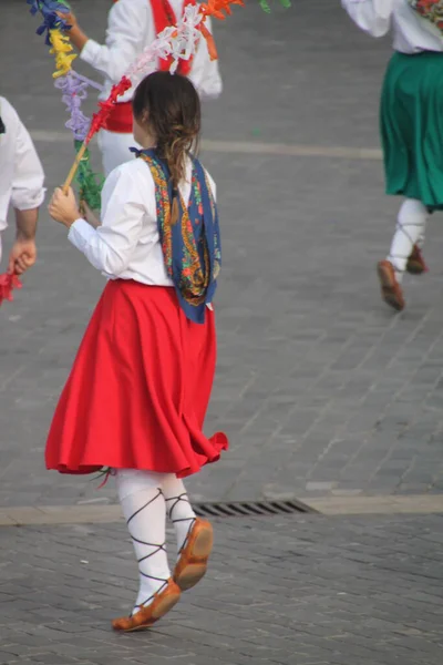 Dança Basca Tradicional Festival Folclórico — Fotografia de Stock